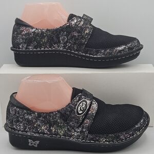 Alegria Brenna Romantical Metallic Floral Leather Black Womens US 8/ 8.5 EUR 39